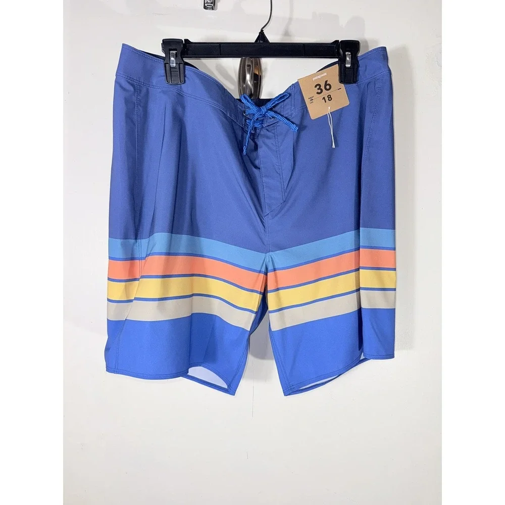 Patagonia Mens 36 Hydro Series Boardshorts Blue Striped Swim Trunks New With Tag